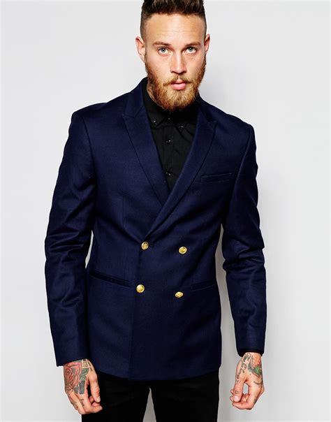 navy double breasted blazer gold buttons.